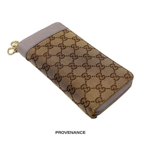 🔴 Gucci Horsebit Heart Zip Long Wallet - GG Canvas Lavender - Picture 4 of 9